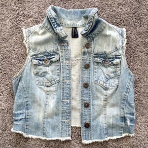 Highway Jeans Cropped Denim Vest Distressed